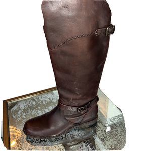 Frye Womens 8 Brown Phillip Motorcycle Riding Tall Leather Boots Side Zip 76844
